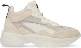 Sacha - Dames - Halfhoge beige leren dad sneakers - Maat 40