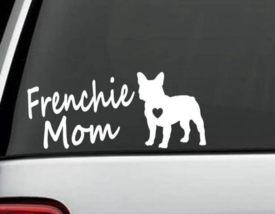 Sticker voiture Bouledogue Français Frenchie Mom blanc AUTOSTICKER