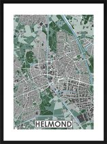 Helmond - POSTER INCLUSIEF MODERNE LIJST | stadskaart | stadsplattegrond | stad | 40x30cm