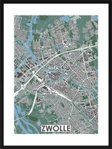 Zwolle - POSTER INCLUSIEF MODERNE LIJST | stadskaart | stadsplattegrond | stad | 40x30cm