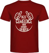 T-Shirt - Casual T-Shirt - Fun T-Shirt - Fun Tekst - Papa - Vader - Vaderdag - Biertje - Bier - Deze Geweldige Papa Verdient een Biertje - Burgundy - Maat M