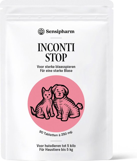 Sensipharm Inconti Stop - voor Kat, Hondje, Cavia, Konijn - Voedingssupplement bij Incontinentie & Plas problemen - 90 Tabletten à 250 mg - Sensipharm