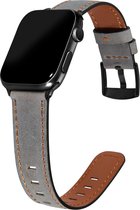 Geschikt voor Apple Watch bandje 42 / 44 / 45 mm - Series 1 2 3 4 5 6 7 SE - Smartwatch iWatch horloge band - 42mm 44mm 45mm - Fungus - PU Leer - Grijs - Fashion