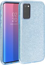 Samsung Galaxy A12 Hoesje Blauw - Glitter Back Cover