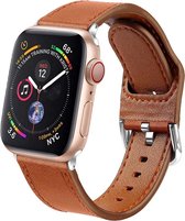 Geschikt voor Apple Watch bandje 38 / 40 / 41 mm - Series 1 2 3 4 5 6 7 SE - Smartwatch iWatch horloge band - 38mm 40mm 41mm - Fungus - PU Leer - Bruin - Gesp
