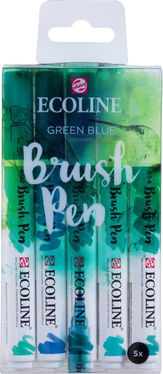 Talens Ecoline 5 brush pens ”Green Blue”