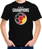 Duitsland EK/ WK supporter t-shirt - we are the champions met Duitse voetbal - zwart - kinderen - kleding / shirt M (134-140)