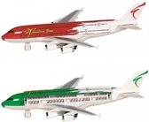 Speelgoed vliegtuigen setje van 2 stuks groen en rood 19 cm - Vliegveld spelen voor kinderen