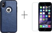 GSMNed - PU Leren telefoonhoes iPhone X/Xs blauw – hoogwaardig leren hoesje blauw - telefoonhoes iPhone X/Xs blauw - lederen hoes voor iPhone X/Xs blauw - 1x screenprotector iPhone