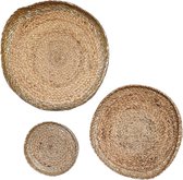 Van René Decoratieve schalen Jute Naturel/Goud Wandschalen 3-delig Wanddecoratie