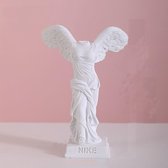 BaykaDecor - Nike Beeld Victory Goddess - Premium Woondecoratie - Klassiek Standbeeld - Griekse Godin van Overwinning - Wit 15 cm