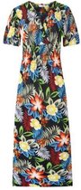 DAMES LANGE JURK - MAXI JURK - KORTE MOUW - PRINT - ZWART - DIVERSE KLEUREN - ONE SIZE - S- XXL (823)