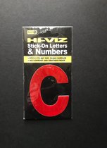 Huisnummer letter C, reflecterend rood, letter C, plakletterstickers, Kliko letters, huisnummer letter, rood, reflecterend, container nummers en letters, CoverArt, sticker B.