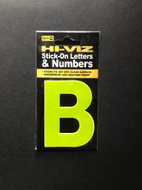 Huisnummer letter B, reflecterend geel, letter B, plakletterstickers, Kliko letters, huisnummer letter, geel, reflecterend, container nummers en letters, CoverArt, sticker B.