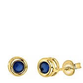 Lucardi - Goldplated oorbellen met blauwe zirkonia