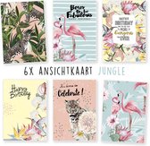 Kimago.nl - wenskaarten - kaartenset - ansichtkaarten - jungle - Verjaardag - 6 stuks