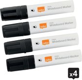 Nobo Glide  Whiteboard Markers - Whiteboard Stiften Met Beitelvormige Punt - 4 Stuks - Zwart