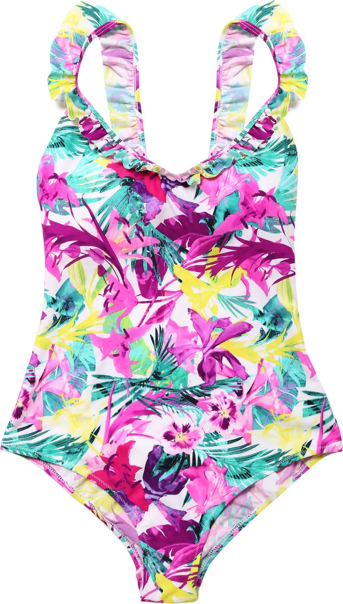 La V Badpak dames met V hals - Violet pink