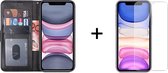 iParadise iPhone 11 hoesje bookcase zwart wallet case portemonnee hoes cover hoesjes - 1x iPhone 11 screenprotector