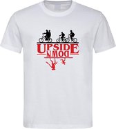 Wit T shirt met  "Stranger Things"  Upside Down Logo maat XL