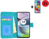 Motorola Moto G 5G Hoesje - Motorola Moto G 5G Screenprotector - Motorola Moto G 5G Hoes Wallet Bookcase Turquoise + 2x Screenprotector