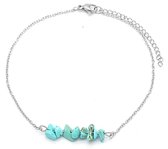 Dielay - Enkelbandje met Steentjes - RVS - Anklet - Lengte Verstelbaar 22-27 cm - Zilverkleurig