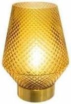 Led Lamp - Goud met geel glas - 17 cm Hoog