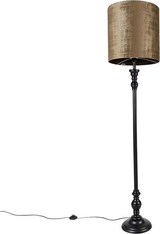 QAZQA classico - Klassieke Vloerlamp | Staande Lamp met kap - 1 lichts - H 172 cm - Bruin - Woonkamer | Slaapkamer