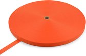 Polyester band 25 mm - 1200 kg - 50 m op rol - zonder strepen - Oranje