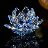 BaykaDecor - Unieke Quartz Kristal Lotus Bloem - Woon Decoratie - Voor Binnen en Buiten - Geschenk - Lotus Beeld - Blauw - 80 mm