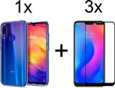 Xiaomi Redmi Note 6 Pro hoesje siliconen case transparant - Full Cover - 3x Xiaomi Redmi Note 6 Pro screenprotector screen protector