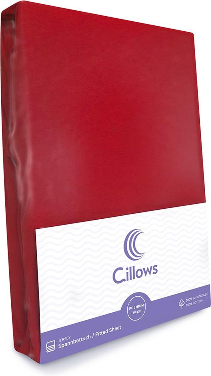 Cillows Premium Jersey Hoeslaken voor Kinderen - 70x160 cm - (tot 20 cm hoogte) - Rood