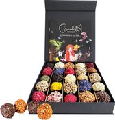 De hoogst gewaardeerde chocolade van Bol.com (en omstreken). Handgemaakt assortiment van bonbons, truffels en pralines. Waanzinnig ingepakt met luxe smaakbrochures. Verjaardag of feest dit is