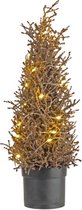 Sapin de Noël 25 lumières LED cuivre pailleté 15x15xH43 cm plastique sans 3 piles AAA