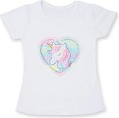 Eenhoorn tshirt meisje - pailletten eenhoorn shirt - Unicorn shirt pailletten - maat 104/110 - meisjes eenhoorn shirt 3 - 4 jaar