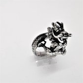 Stoer 3D edelstaal draak ring, design zeer gedetailleerde draak ring. in maat 18. Ook zeer geschikt als duimring.