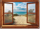 SCHUTTINGPOSTER Poster - Openslaand Venster-overgang Duinen Naar Zee - 65 X 90 Cm - Multicolor