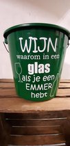 Emmer - Tekst - 5 liter - Wijn, waarom in een glas - Groen - Kado - Gift