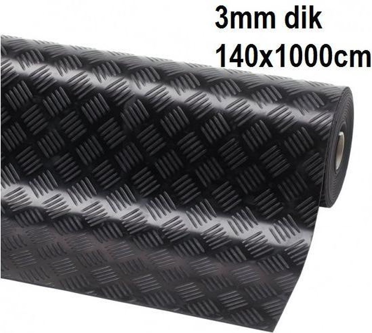 Rubber loper Notrax / Antislip / Check n Roll 3 mm / 140 cm x 10 mtr / zwart