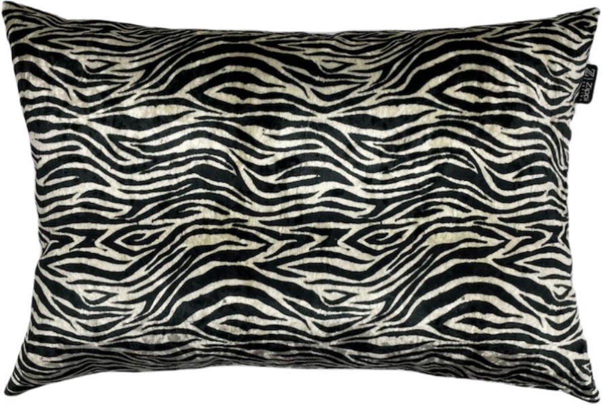 Zippi Design Zebra Art Sierkussen 40 x 60 cm Velvet, kleur zwart/wit dierenprint- ACTIE nu inclusief veren vulling!