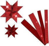 Papieren vlechtstroken, rood, l: 44+78 cm, 6,5+11,5 cm, B: 15+25 mm, glitter,vernis, 40 stroken, 1 doos
