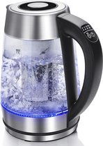 Waterkoker - Igory Cisy - LED Verlichting - Theefilter - 1.7 Liter - 2200 Watt - RVS/Glas - Zwart/Zilver