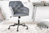In hoogte verstelbare bureaustoel grijs fluweel met doorgestikte stiksels
