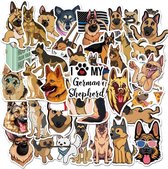 50 stuks stickers Duitse Herder 4 tot 8 cm