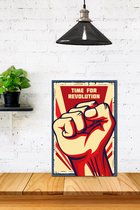 3d effect Retro Hout Poster Time for Revolution