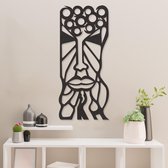 Wanddecoratie - Afrikaans Masker - Hout - Wall Art - Muurdecoratie - Woonkamer - Zwart - 89 x 39 cm