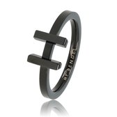My Bendel - Leuke H Ring - Zwart - Zwarte H ring gemaakt van mooi blijvend edelstaal - Met luxe cadeauverpakking