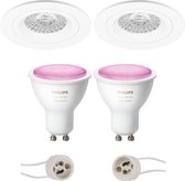 PHILIPS HUE - LED Spot Set GU10 - White and Color Ambiance - Bluetooth - Primux Rodos Pro - Inbouw Rond - Mat Wit - Ø93mm