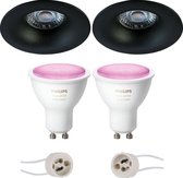 PHILIPS HUE - LED Spot Set GU10 - White and Color Ambiance - Bluetooth - Primux Nora Pro - Inbouw Rond - Mat Zwart - Ø82mm