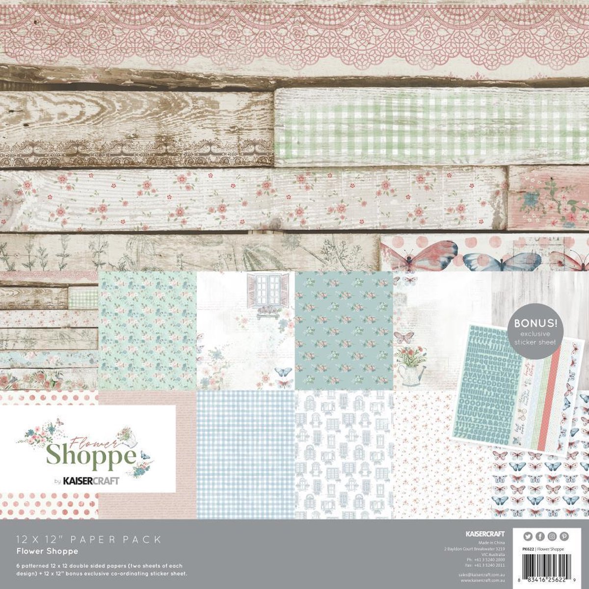 Kaisercraft Flower Shoppe Paper Pack 12"X12" 12/Pkg (PK622)